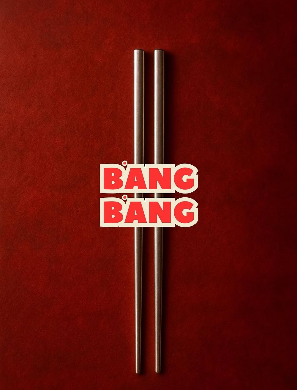 Steel chopsticks with the BANG BANG logo